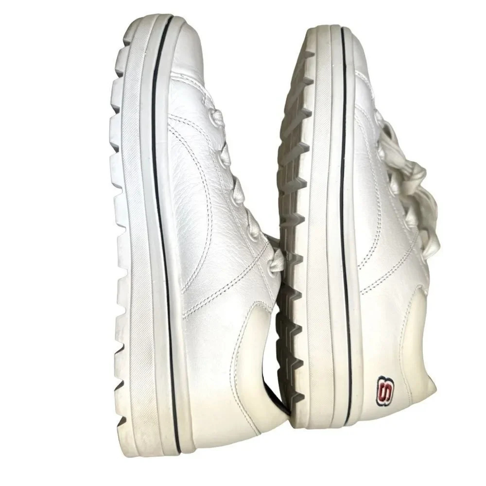 EUC worn once Skechers White Leather sneakers Street Cleats Sold Out Sz 9.5US - Picture 4 of 7